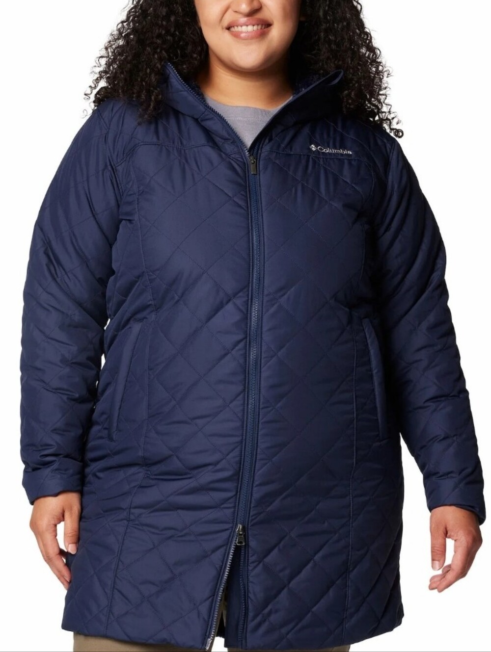 Columbia Women's Plus Navy Quilted Packable Long Jacket, 3X